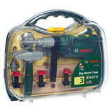 Klein Toys Bosch Mini boîte à outils jouet 16 pièces - perceuse, marteau, scie, clé à fourche et accessoires pour outils - incl. effets lumineux et sonores - vert