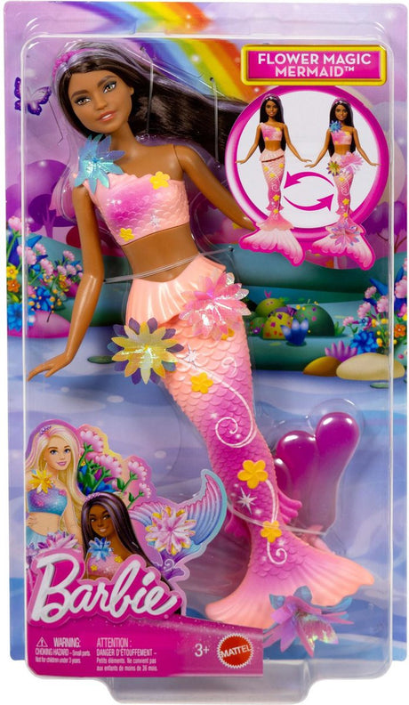 Mattel Barbie Sirène avec fleurs magiques rose