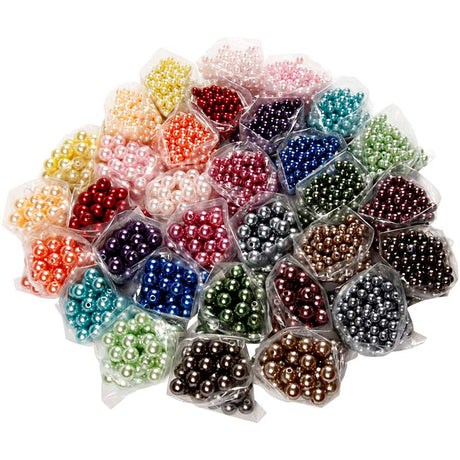 Perles Creativ Company, d 6+10 mm, diamètre du trou 1,5+2 mm, env. 640+3040 pièces, différentes couleurs, 32x20 g 1 boîte
