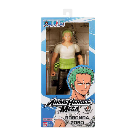 Bandai - anime heros - one piece - anime hero mega figurine zoro 30 cm - grande figurine articulée - figurine manga roronoa zoro - licence officielle one piece - jouets pour enfants 4+ - 38332