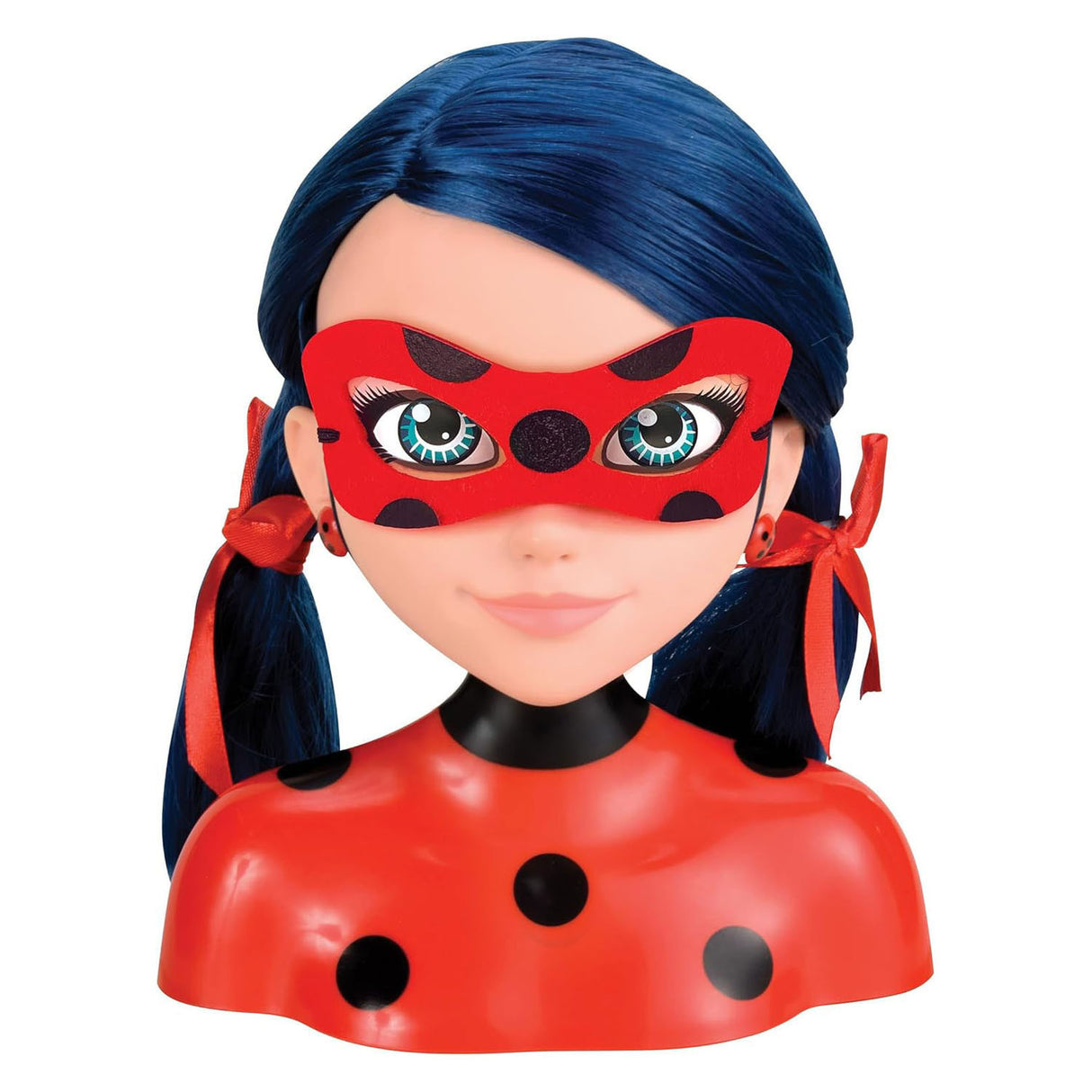 Bandai - miraculeuse coccinelle - tête à coiffer miraculeuse deluxe 21cm - tête à coiffer coccinelle + 30 accessoires, clips, rubans, bijoux - miraculeuse sous licence officielle - jouets enfant 4 ans et + - p50247