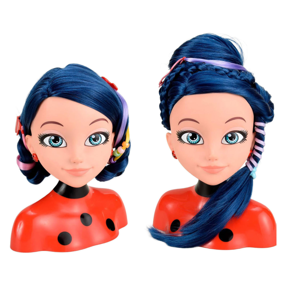 Bandai - miraculeuse coccinelle - tête à coiffer miraculeuse deluxe 21cm - tête à coiffer coccinelle + 30 accessoires, clips, rubans, bijoux - miraculeuse sous licence officielle - jouets enfant 4 ans et + - p50247