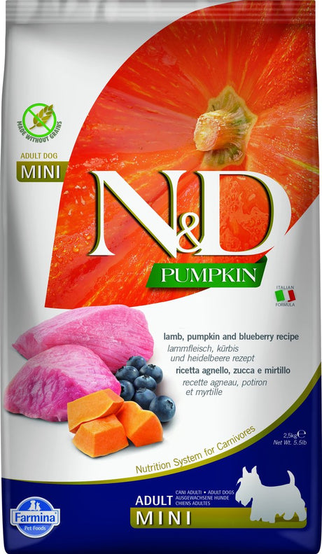 Farmina nourriture pour animaux de compagnie farmina n d citrouille chien hundewelpe avec agneau et bleu, petit, 2,5 kg