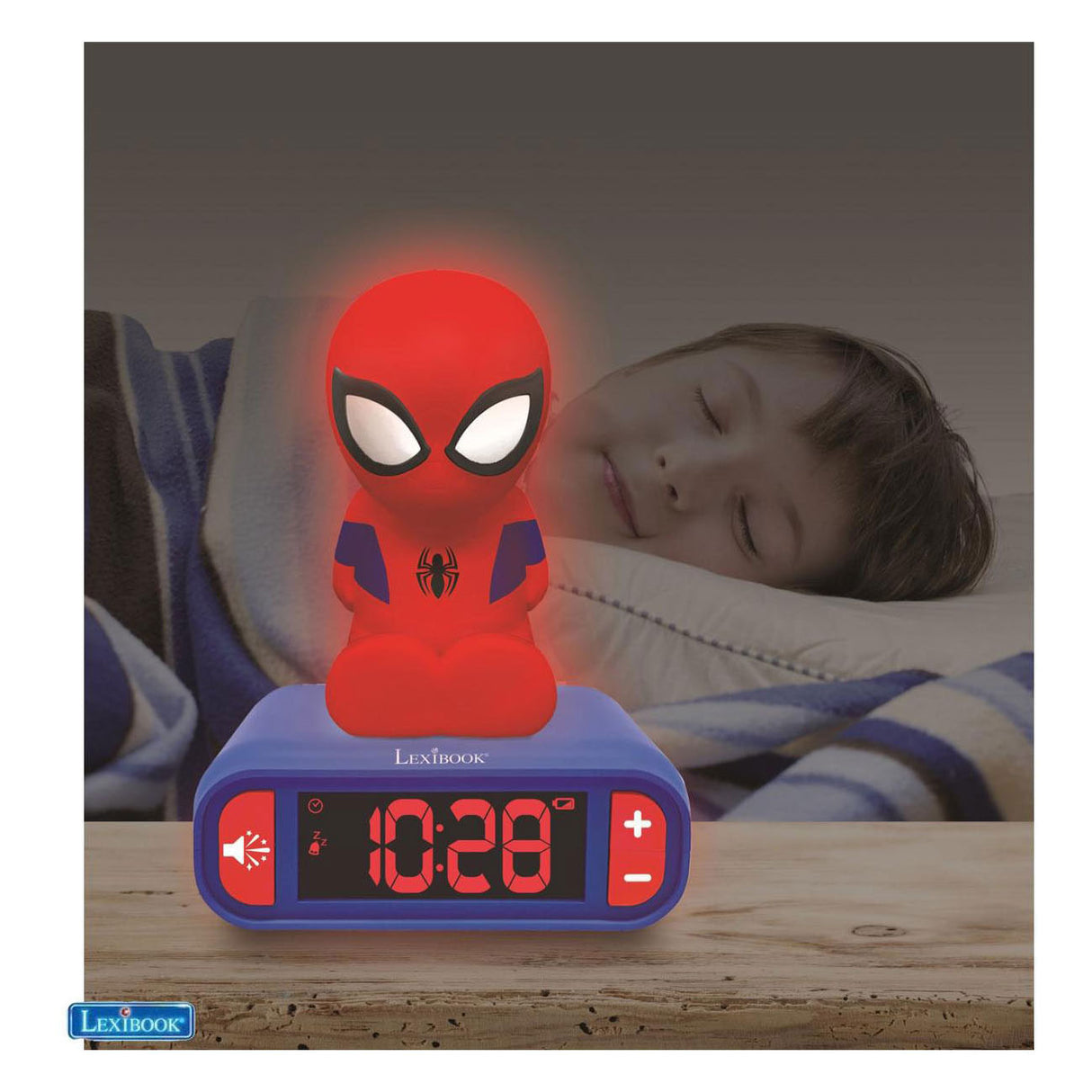 Réveil Lexibook avec veilleuse design 3d spiderman et effets sonores