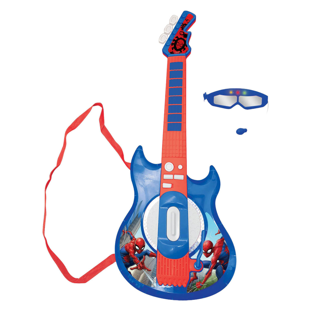 Guitare électronique lumineuse Lexibook Spider-Man avec microphone en forme de lunettes