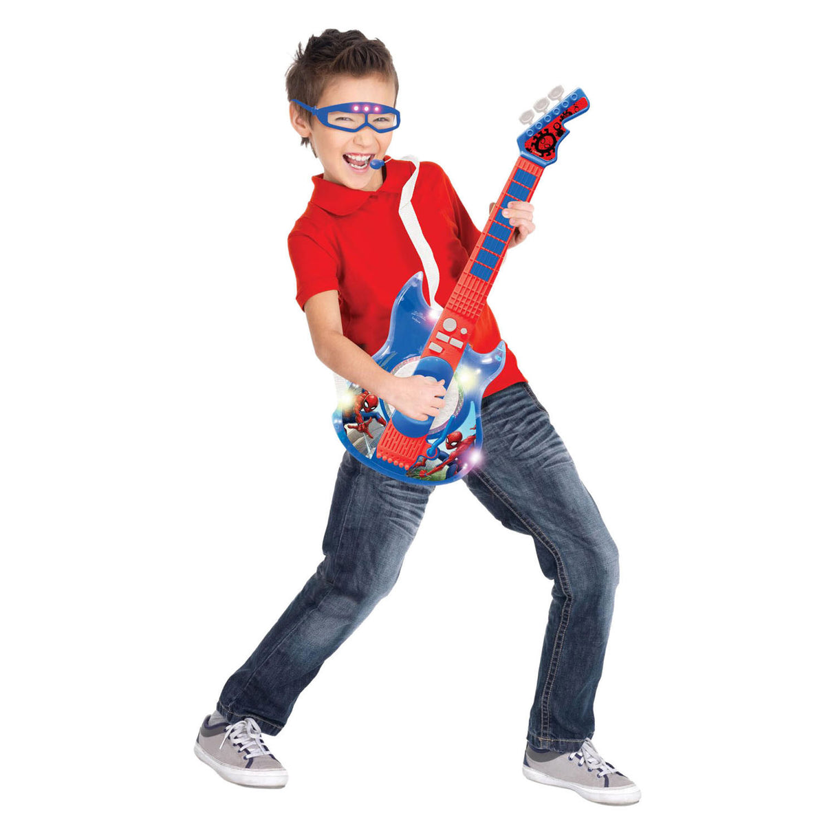 Guitare électronique lumineuse Lexibook Spider-Man avec microphone en forme de lunettes