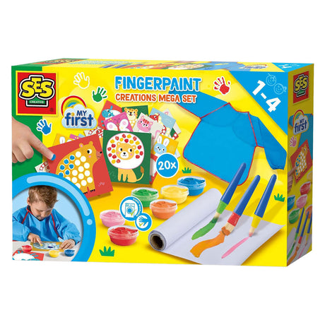 Ses creative - ma première création de peinture au doigt - méga kit de bricolage pour les enfants à partir de 1 an - comprenant de la peinture et des cartes de couleurs - parfait pour les petits artistes