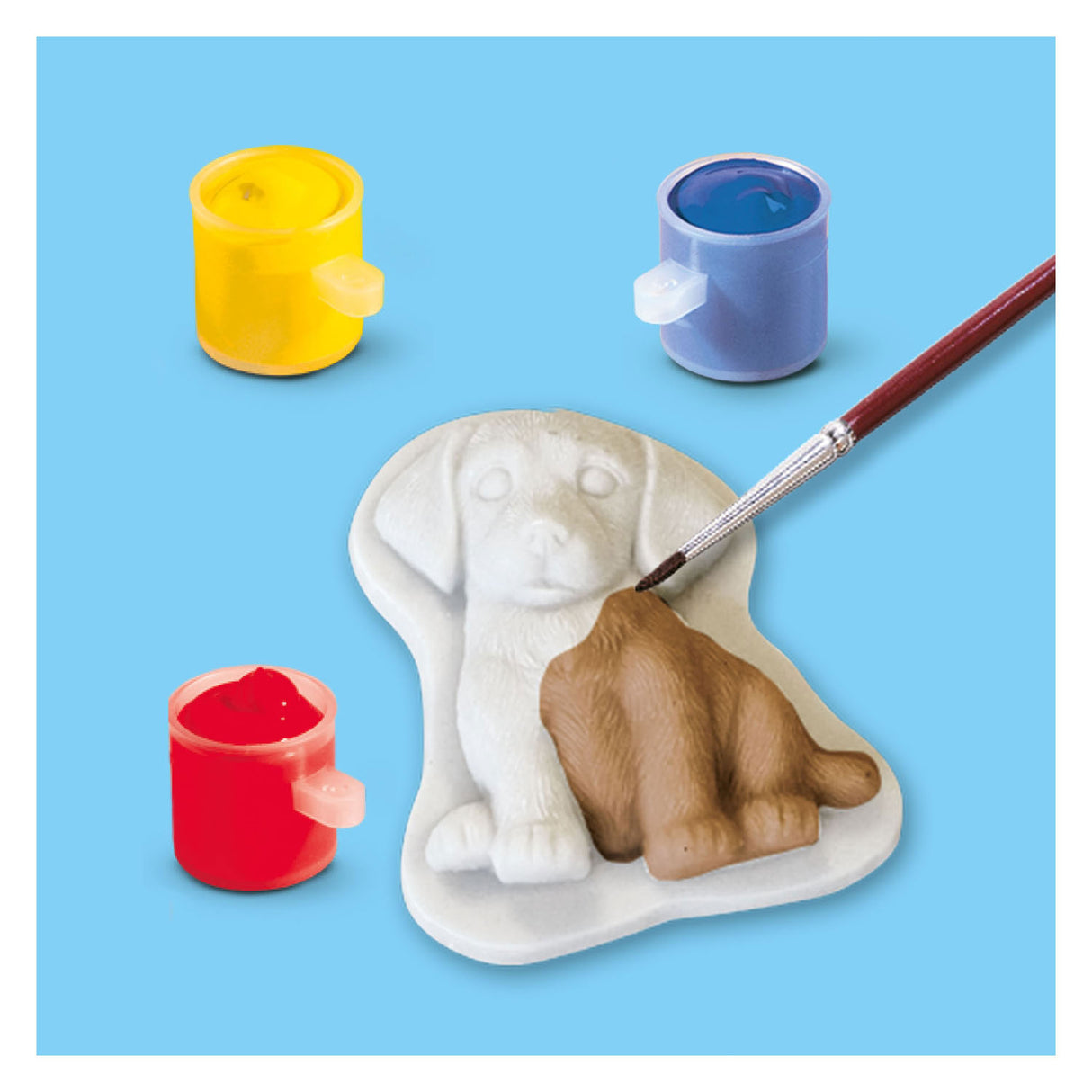 Ses creative - moulage et peinture - chiens - moulage en plâtre - comprenant moule, plâtre, 6 couleurs de peinture, pinceau et spatule - bricolage pour enfants à partir de 5 ans
