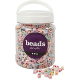 Perles lettres Creativ Company, taille 6x6 mm, diamètre du trou 3 mm, env. 2300 pièces, 500 g, 700 ml 1 boîte
