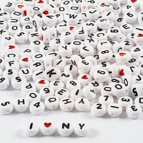 Perles lettres Creativ Company, taille 7 mm, diamètre du trou 1,2 mm, env. 1500 pièces, blanc, 200 g 1 boîte