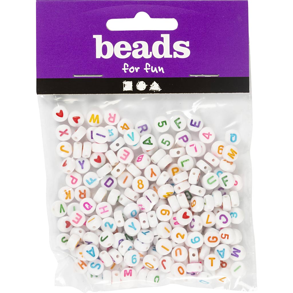 Perles et chiffres de lettres et chiffres de la société Creativ, 200 pièces.