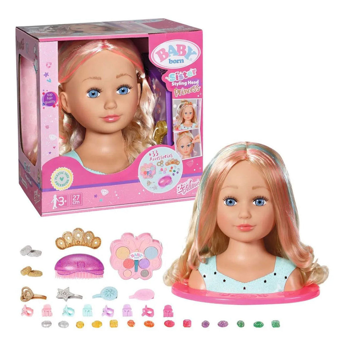 Zapf création baby born stylisme maquillage et tête de princesse - 27cm