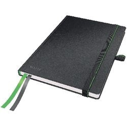 Carnet analogique complet A5 ligné Leitz - avec couverture rigide - fermeture élastique - noir
