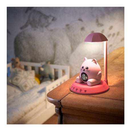 Bigben hibuddies hibuddies lampe de nuit réveil avec effets sonores pour enfants - soleil le chat - entraîneur de sommeil