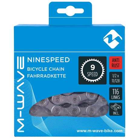 Chaîne m-wave à roulement en laiton 1 2x11 128 - 116 9v. kmc antirouille