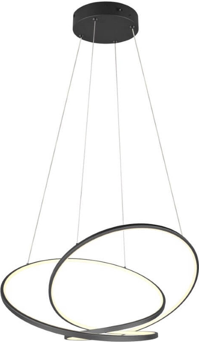 Trio darvin - hanglamp - zwart mat - incl. 1x smd 52 w - dimbaar met schakelaar - plafondbevestiging - niet geschikt voor externe dimmer - in hoogte verstelbaar - dip - schakelaar