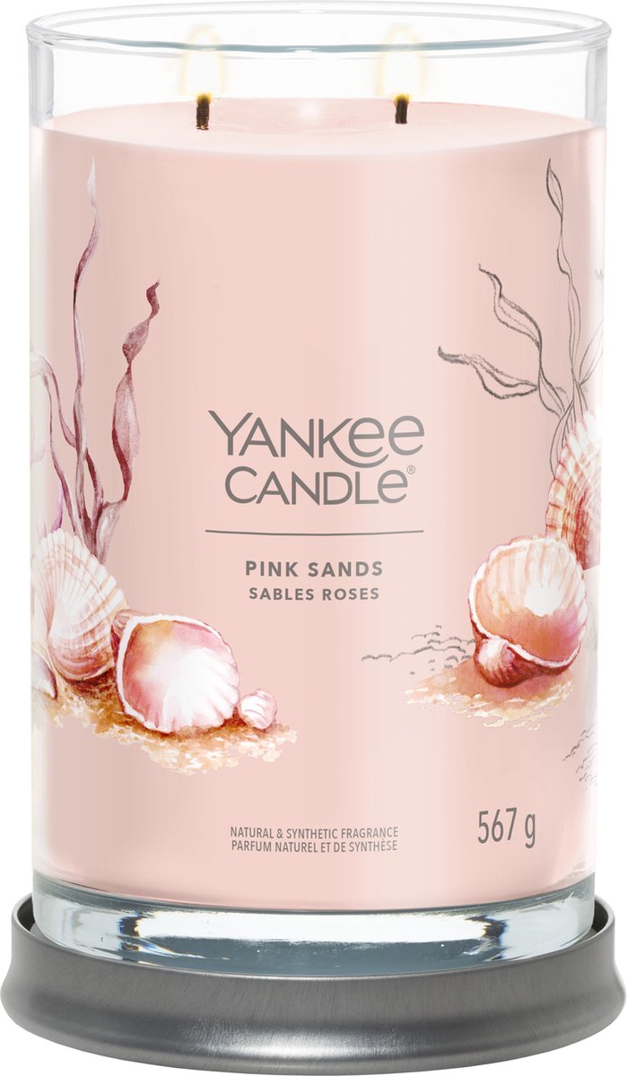 Bougie Yankee - grande bougie parfumée sables roses - 100 heures de combustion - deux mèches