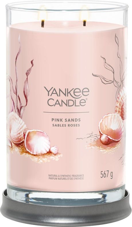 Bougie Yankee - grande bougie parfumée sables roses - 100 heures de combustion - deux mèches