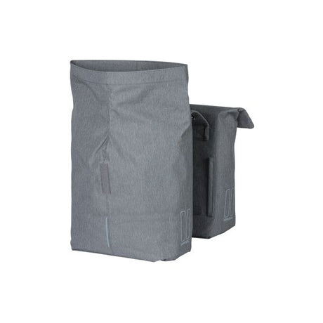 Basil City Double Bicycle Sac gris, hydrofuge, adapté aux vélos électriques, réfléchissant, 28-32L