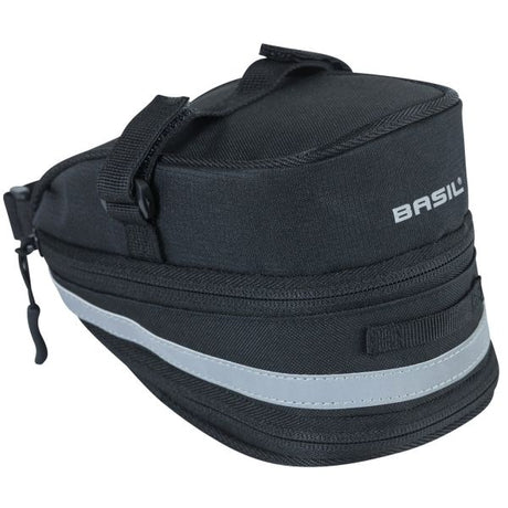 Basil Mada Saddle Sac - compact, noir, 1L, velcro, accessoire de vélo