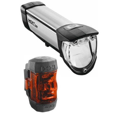 Busch Muller kit d'éclairage Busch und Müller ixon core + feu arrière ixxi rechargeable par usb 50 lux - noir argent