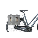 Basil Elegance Double Bicycle Bag, Chateau Taupe, animal de compagnie recyclé, pont universel, 40-49L