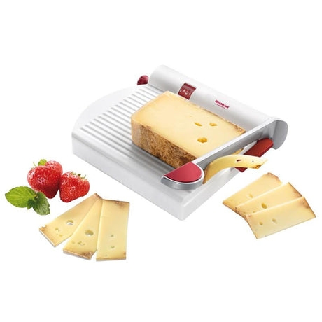 Coupe-fromage Westmark avec couteau tranchant, épaisseur de coupe variable, design rétro, acier inoxydable aluminium plastique, fromarex, blanc rouge argent, 7000rt60