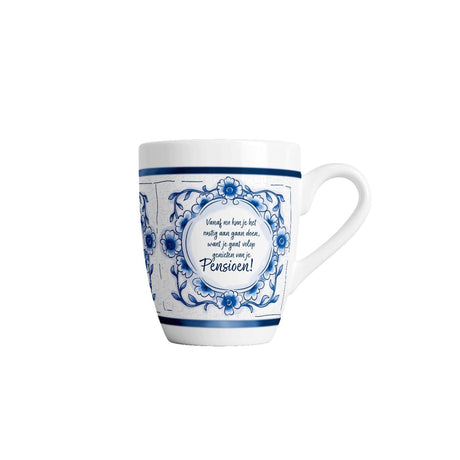 Paperdreams delfts blauwe mok - pensioen - keramiek 440ml