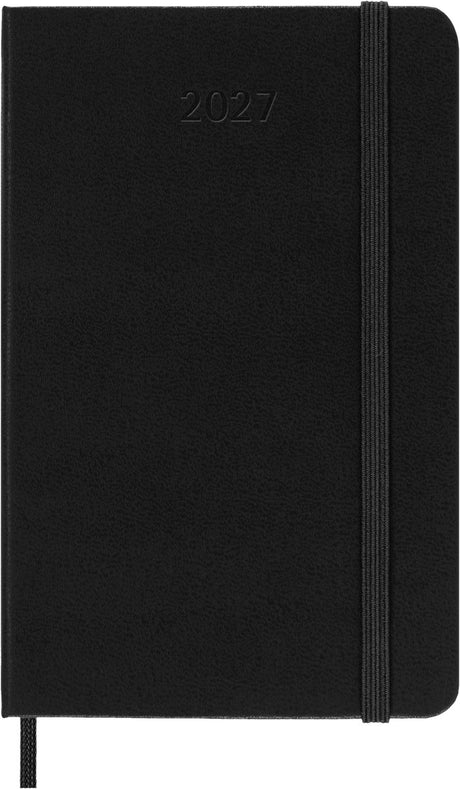 Agenda Moleskine 12 mois - 2027 - hebdomadaire - pochette verticale - couverture rigide - noir
