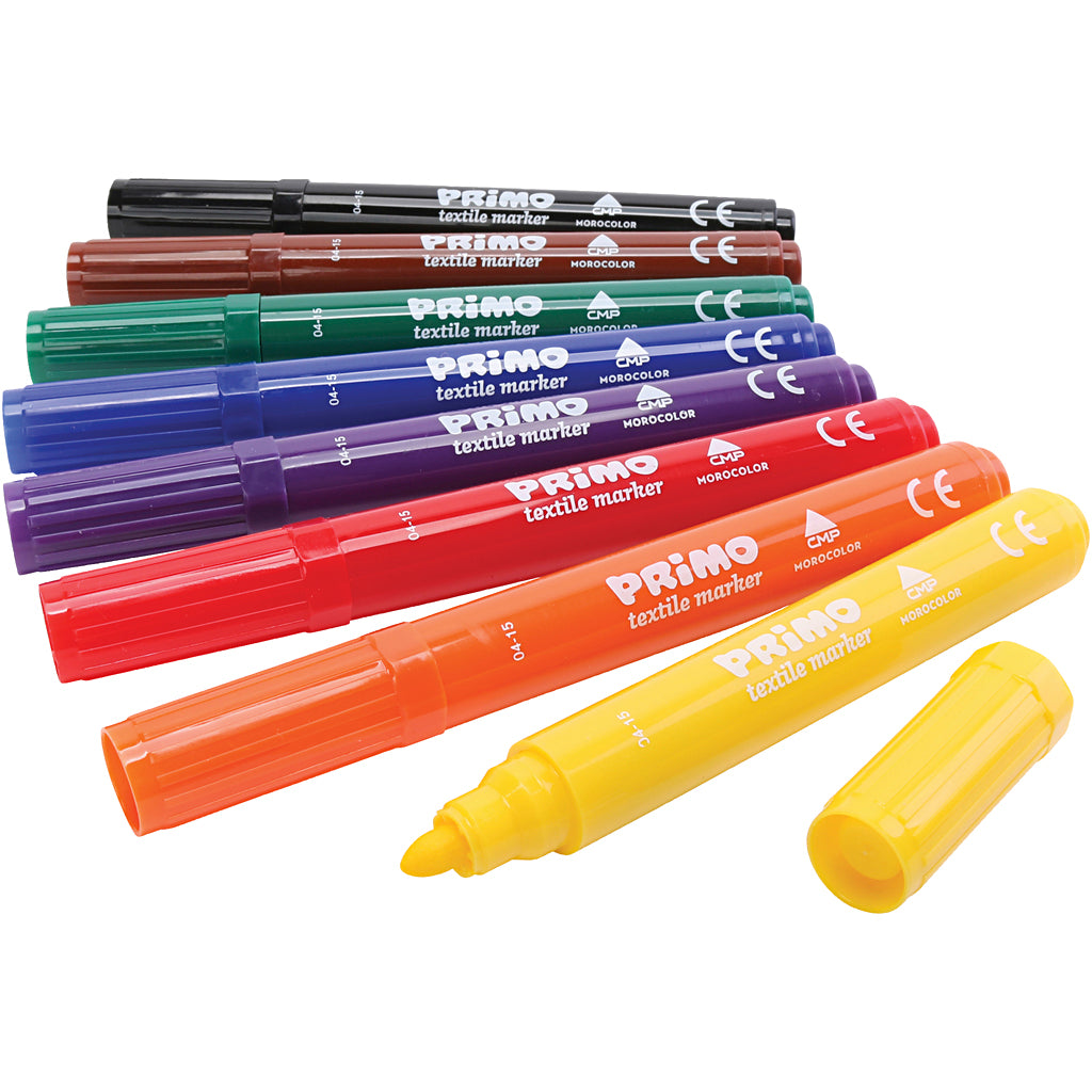 Marqueurs textiles Primo, différentes couleurs, 8 pièces, 1 boîte