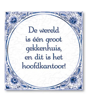 Carrelage Paperdreams bleu de Delft - le monde est une grande maison de fous