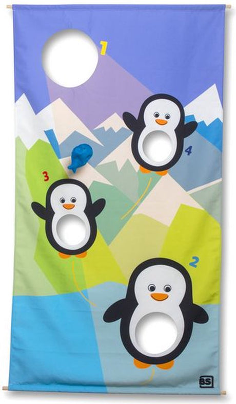 Les jouets Bs nourrissent les pingouins - fsc - polyester - bois - tissu troué - tissu à points - jeu de coordination - jeu actif