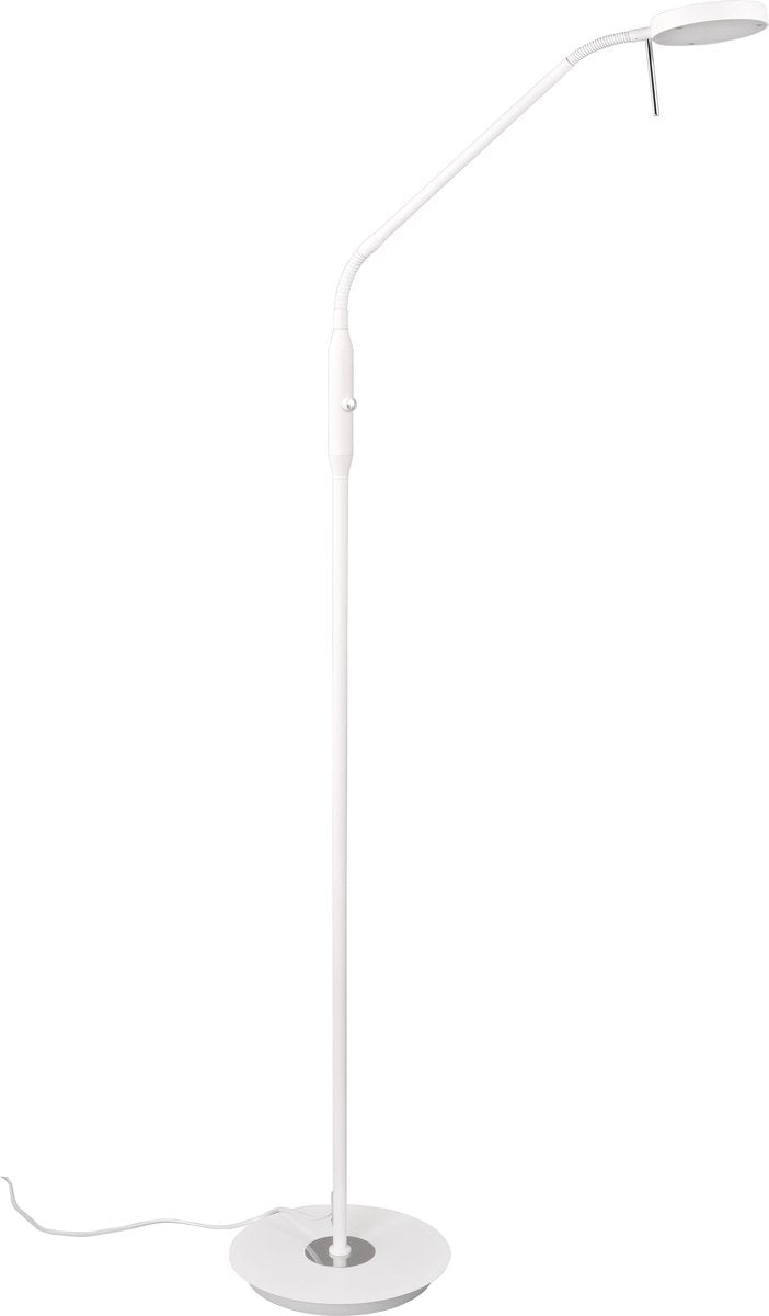 Lampadaire Trio monza - lampe de lecture - blanc mat - bras flexible - dimmable - couleur de lumière réglable