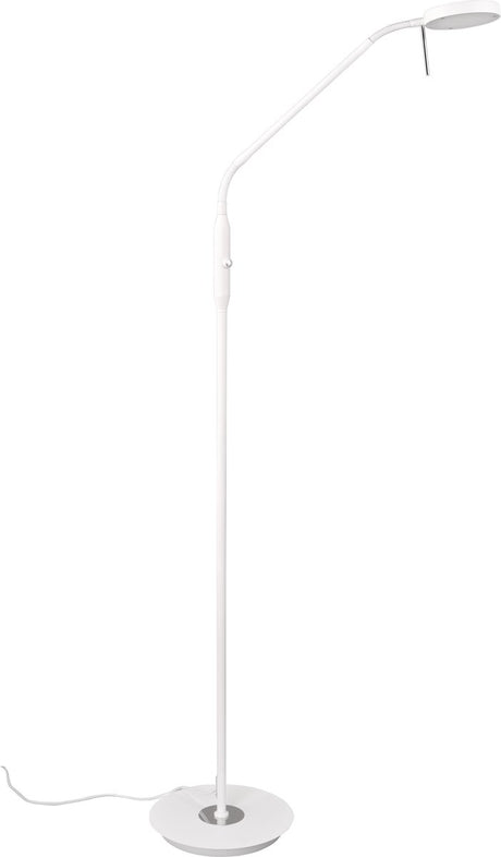 Lampadaire Trio monza - lampe de lecture - blanc mat - bras flexible - dimmable - couleur de lumière réglable