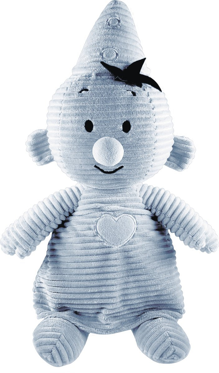 Bumba peluche velours côtelé bleu, 35 cm