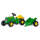 Rolly Toys John Deere Tracteur à pédales Rollykid - avec remorque - à partir de 3 ans