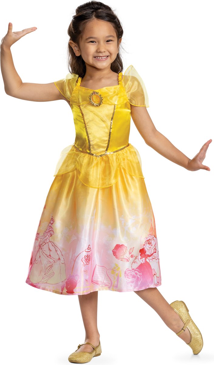 Déguisement princesse disney - la belle la bête, robe belle storybook classique, taille xs (3-4 ans), fille