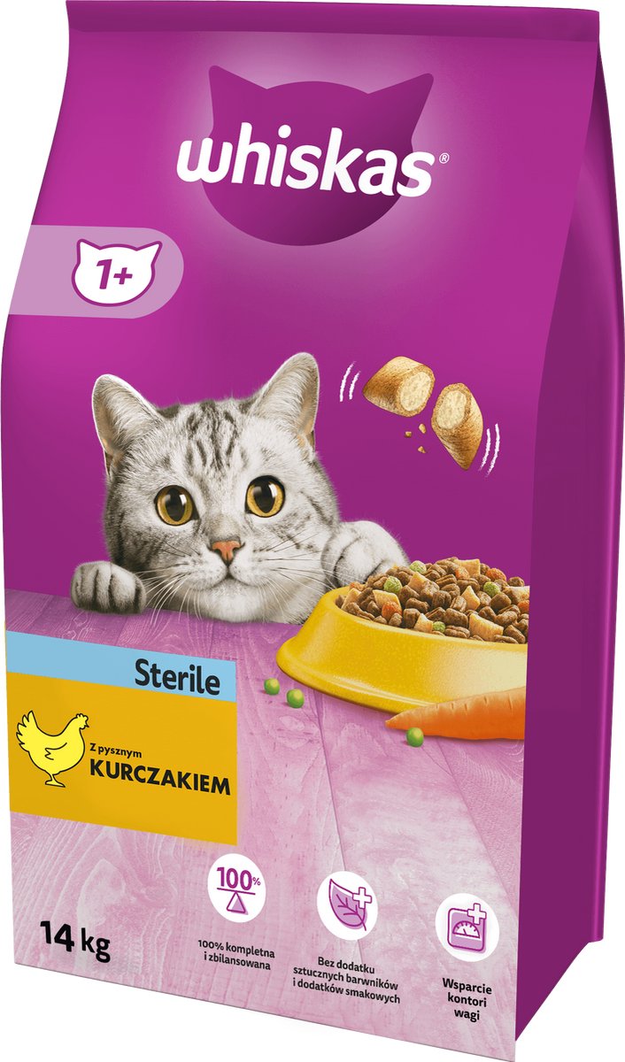 Whiskas - stériliser les aliments secs - curcuma - 14kg