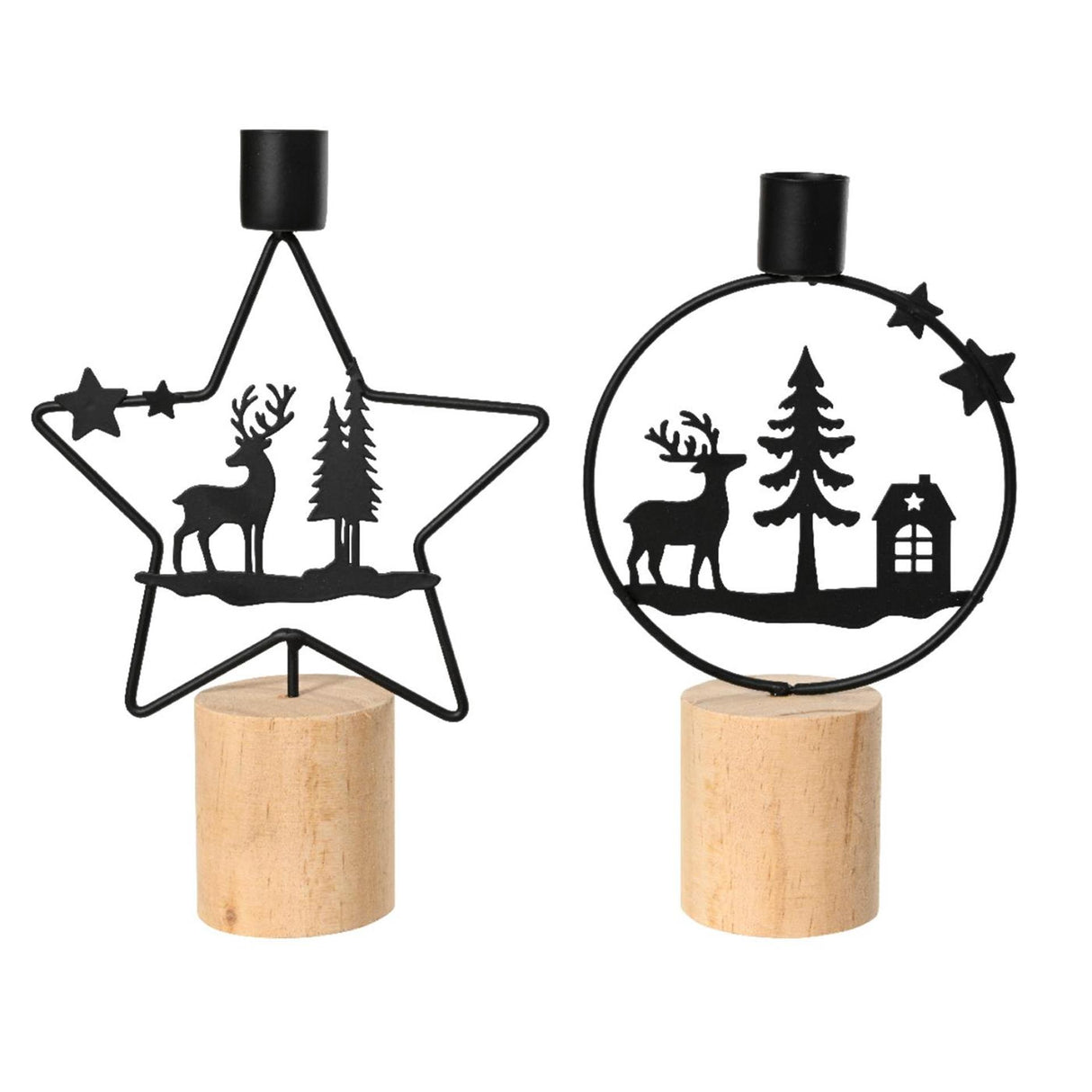 Chandelier Decoris scène de Noël noir h21cm