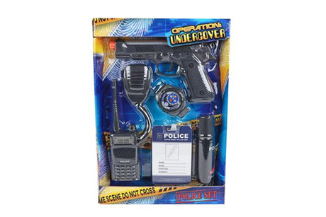 Coffret de jeu de police avec pistolet, 5 pièces.