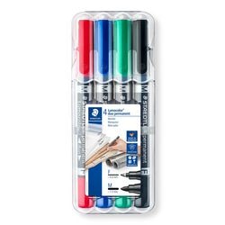 Staedtler lumocolor permanent duo - marqueur permanent à 2 pointes ( f m) - boîte 4 pcs