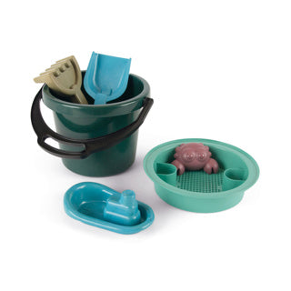 Dantoy - jouets marins bleus - set seau - set jardin sable et plage bio - en filet coton