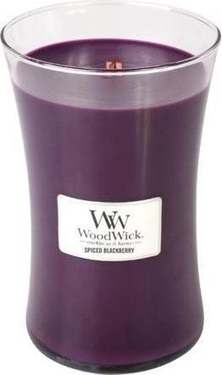 Grande bougie parfumée Woodwick Hourglass - Mûre épicée - 130 heures de combustion