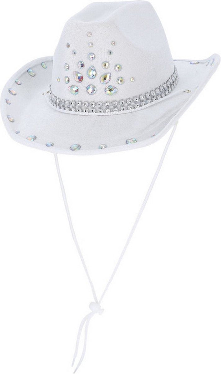 Smiffys chapeau de costume strass chapeau de cowboy blanc