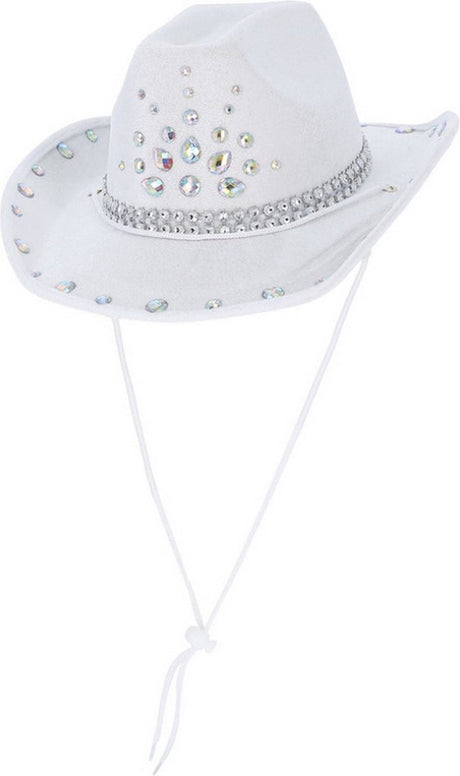Smiffys chapeau de costume strass chapeau de cowboy blanc