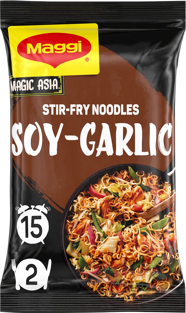 Maggi nouilles sautées soja ail - 10 pièces x 185g - pack économique