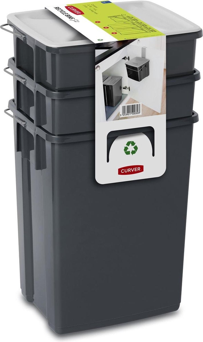 Ensemble de poubelles Curver 2x10l + ensemble de poubelles 6l