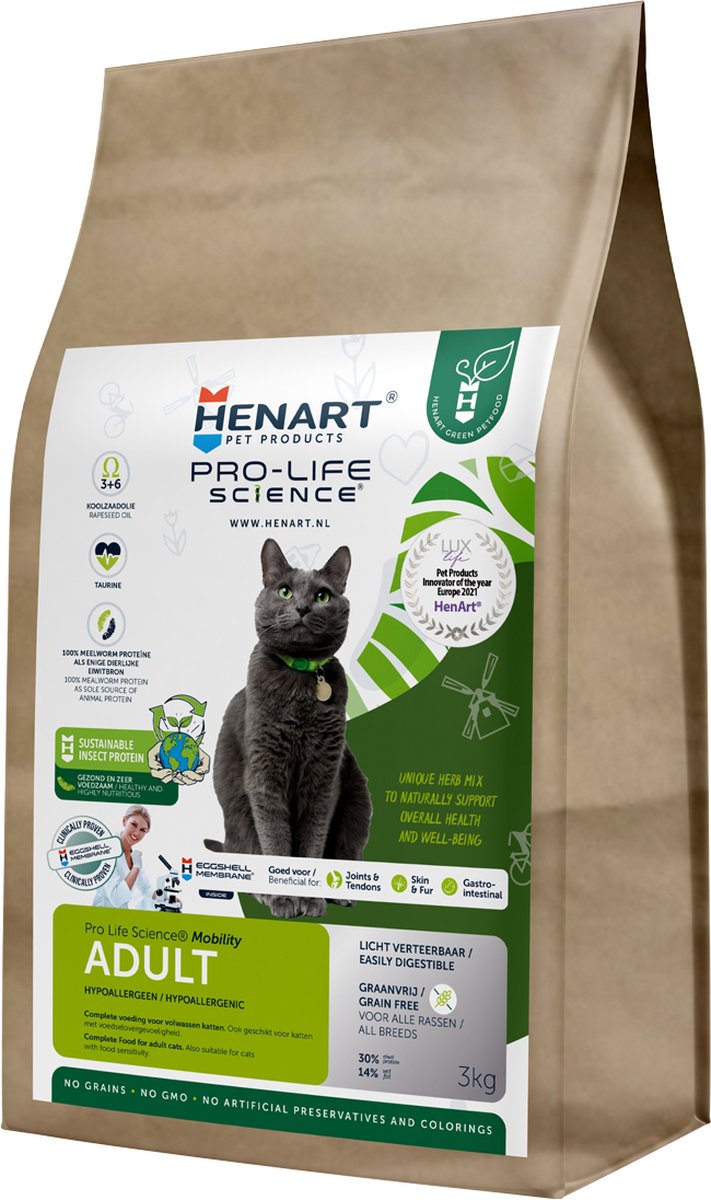 Henart - nourriture pour chat - insectes vers de farine - hypoallergénique - 3 kg