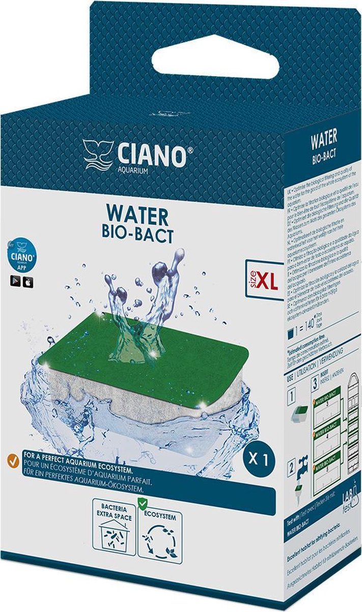 Ciano - matériau filtrant pour aquarium - poissons - eau bio bact xl - 9,8x8x3,3cm - 1pc