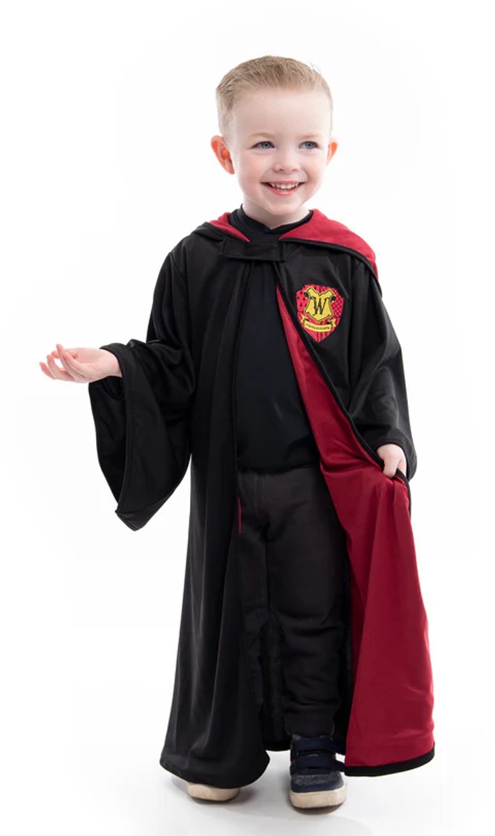 Petites aventures - cape de sorcier rouge avec capuche - taille L XL (5-9 ans)